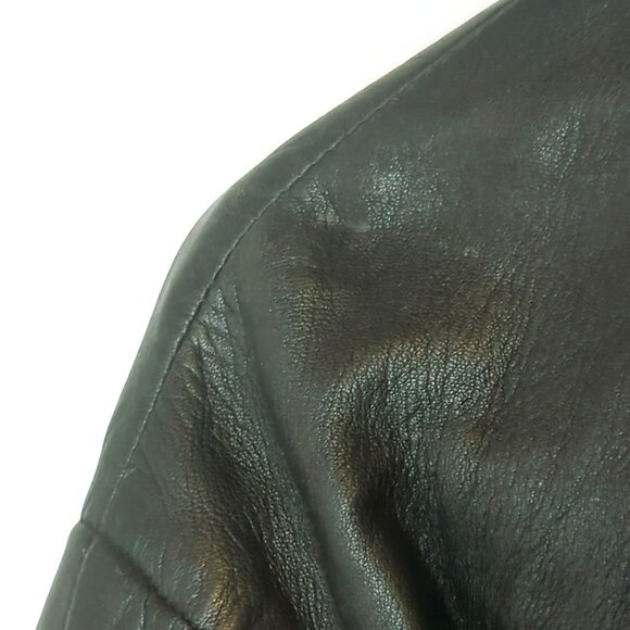 Vintage Torras Black Leather Jacket Mens Size 48 Made In Spain Pure Wool Lining - Picture 9 of 12
